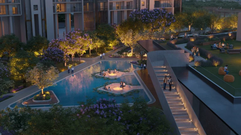 Birla Arika – Water features at night (artist's impression)