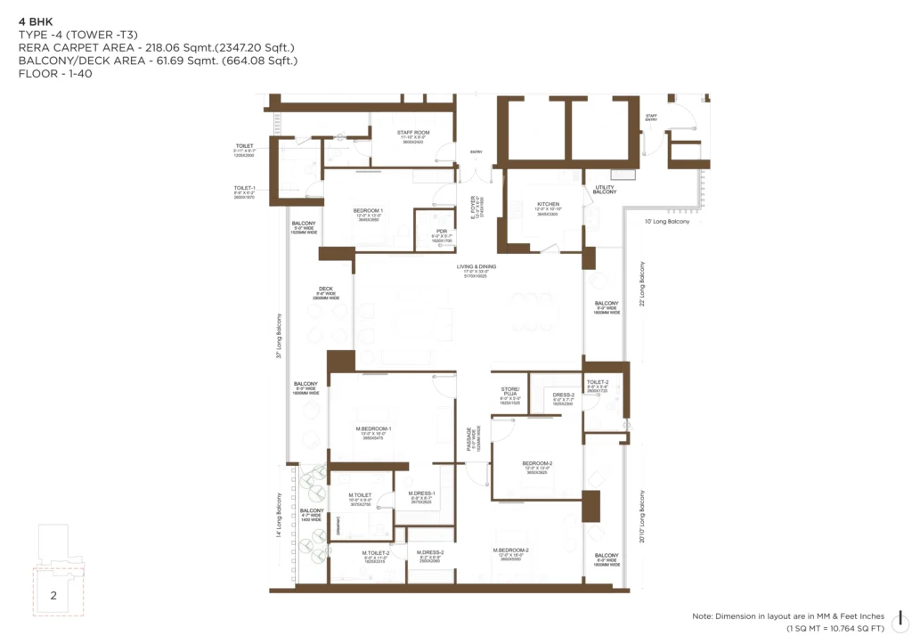 4 BHK – Type 4 (Tower T3) Floor Plan