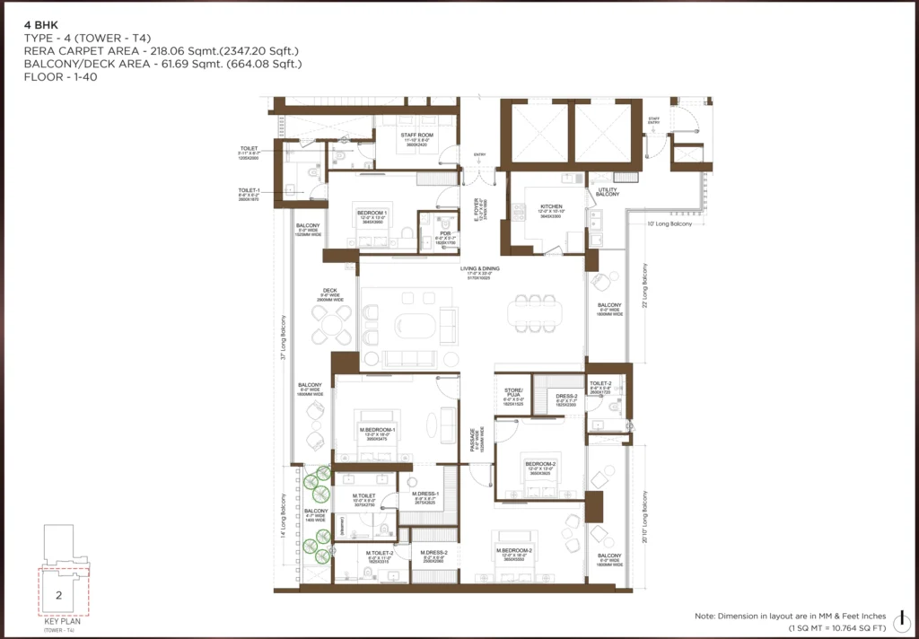 Birla Arika – 4 BHK – Type 4 (Tower T4) floor plan