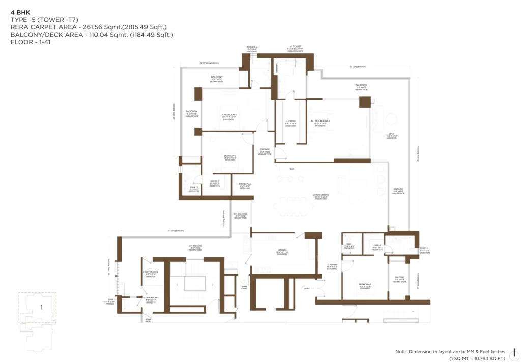 4 BHK – Type 5 (Tower T7) Floor Plan