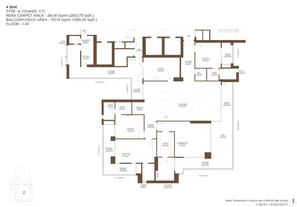 4 BHK – Type 6 (Tower T7) Floor Plan
