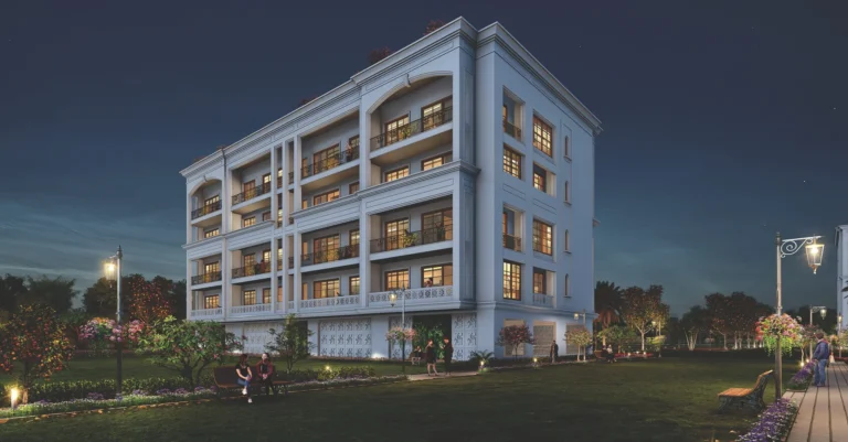Central Park The Orchard – Building elevation by night
