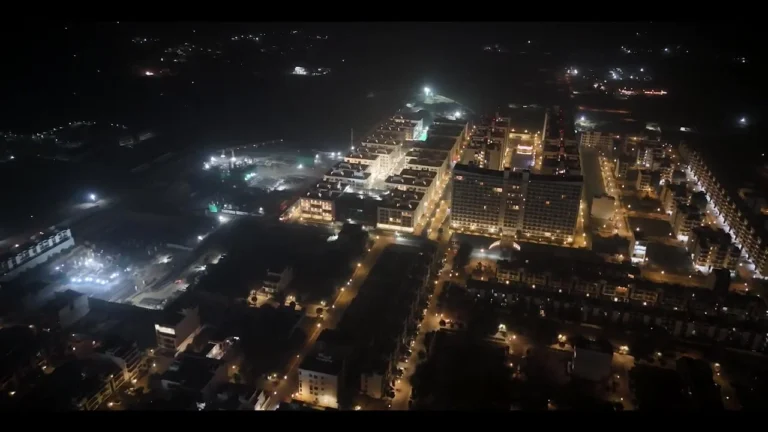 Central Park The Orchard – Central Park Flower Valley – aerial view at night
