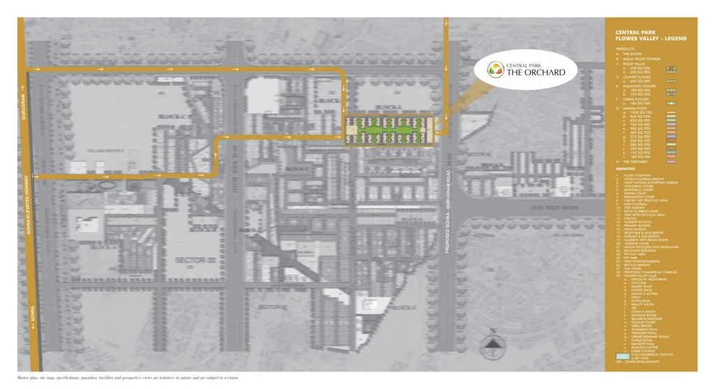 Central Park The Orchard Location Map