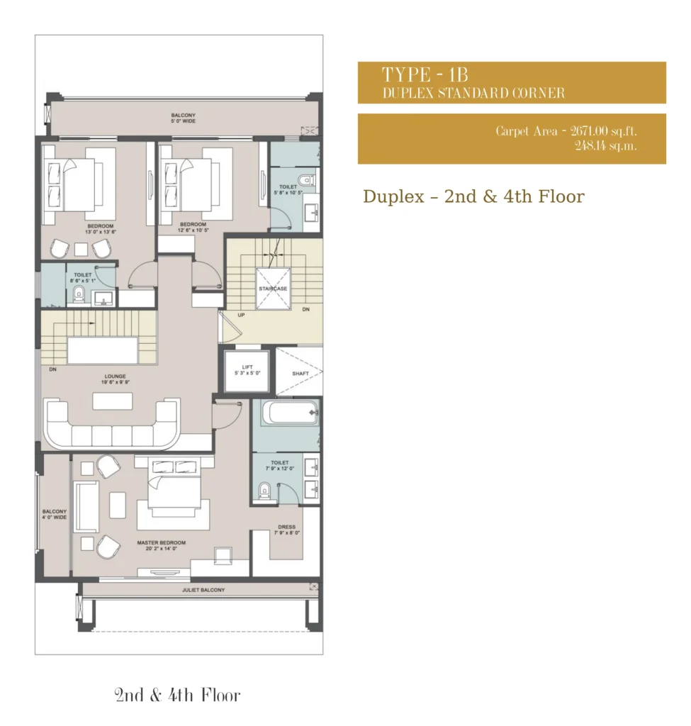 Central Park The Orchard – Type 1B Duplex – Upper Level (2nd & 4th Floor) floor plan