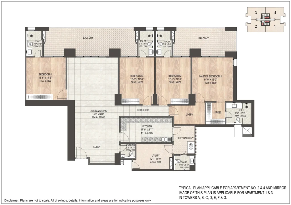DLF Privana South - 4 BHK + S