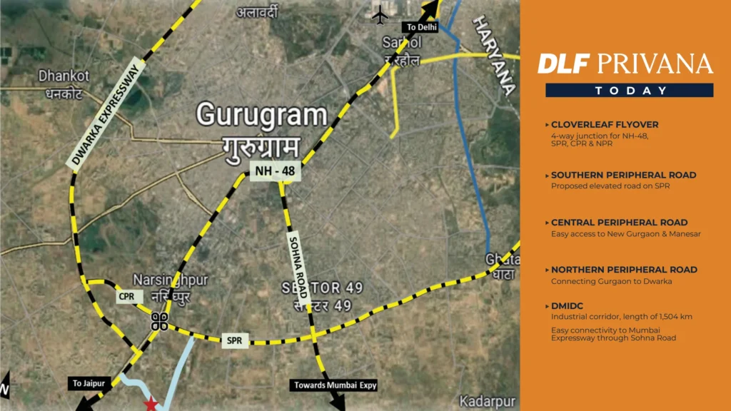 DLF Privana West Location Map