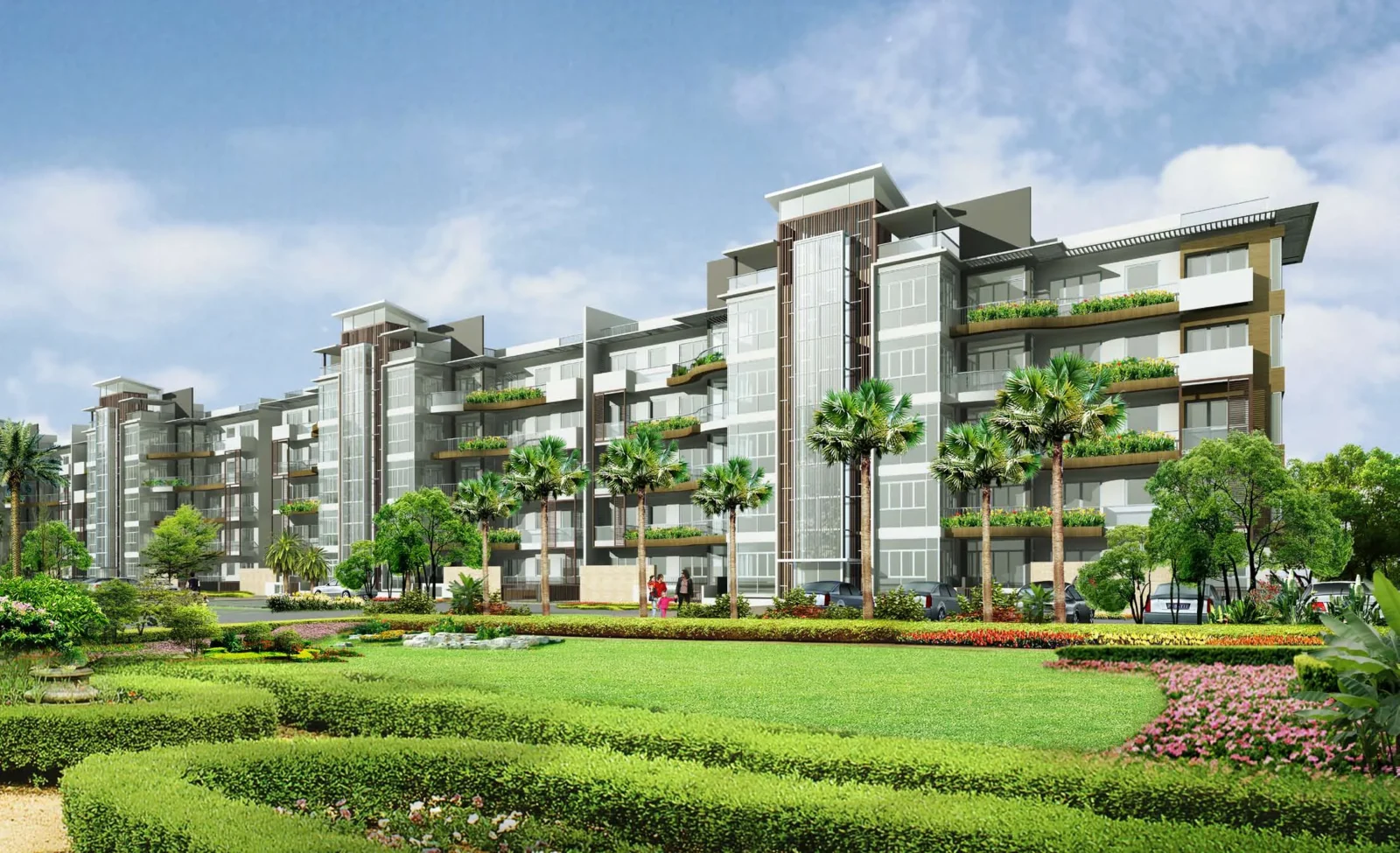 Palm Terraces – Low-rise residences overlooking the central greens (artistic impression)