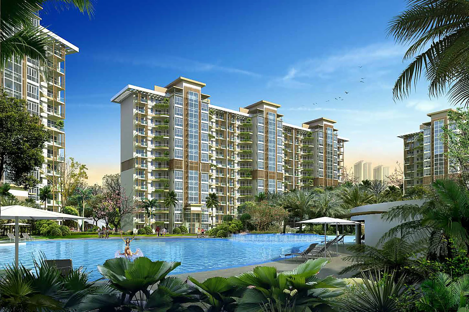 Palm Terraces Select – Towers with the resort-style pool (artistic impression)