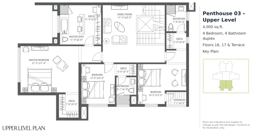 Premier Terraces Penthouse 03 – Upper Level – 4,000 sq.ft.