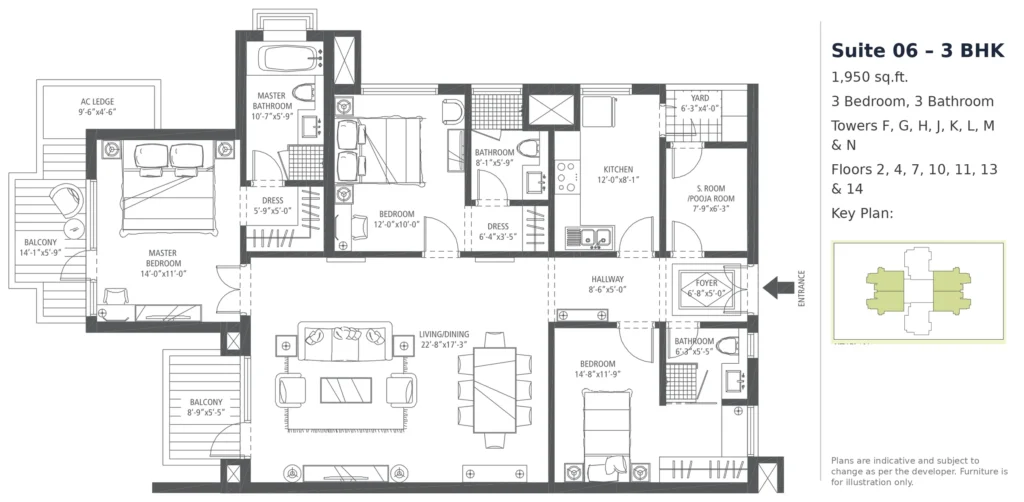 Premier Terraces Suite 06 – 3 BHK – 1,950 sq.ft.