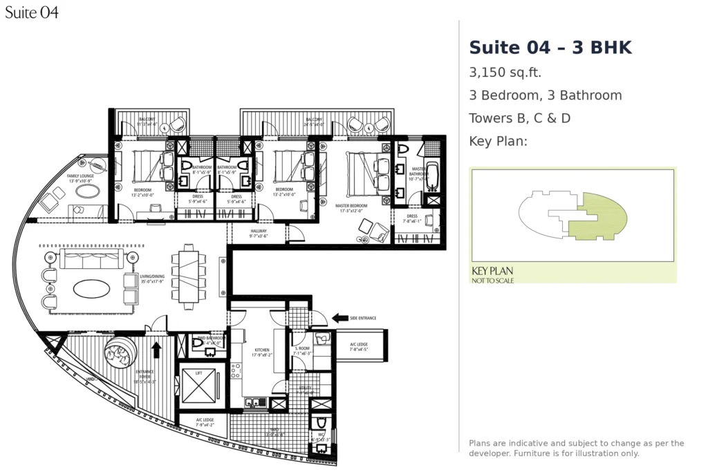 Sky Terraces Suite 04 – 3 BHK – 3,150 sq.ft.