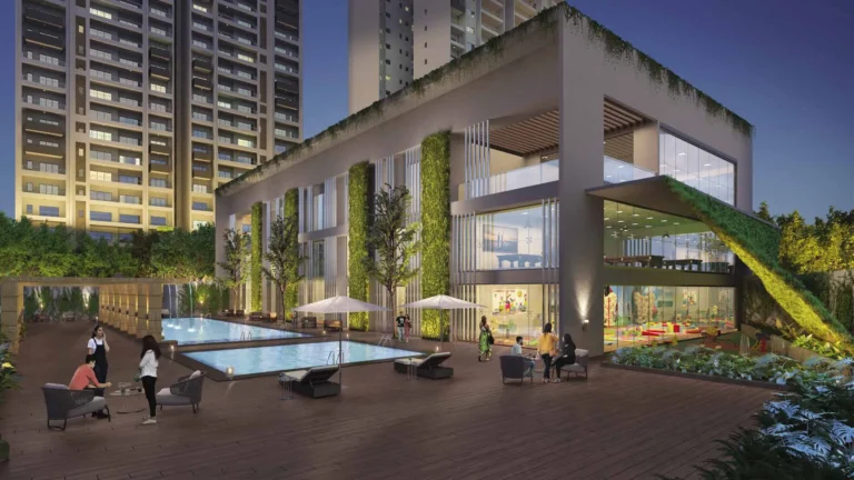 Godrej Air – Clubhouse with vertical green facade and pool (artistic impression)