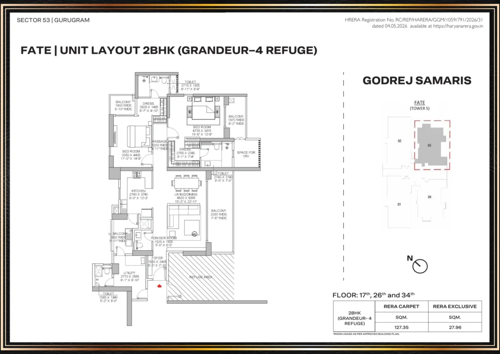 Godrej Samaris – Fate (T5) – Grandeur-4 Refuge Floor Plan