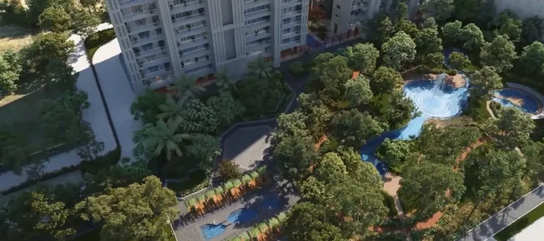 Godrej Vrikshya – Aerial view of towers and greens (artist's impression)