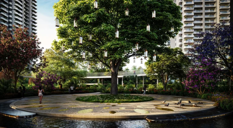 M3M Forestia West – Seating pods and garden plaza (artistic impression)
