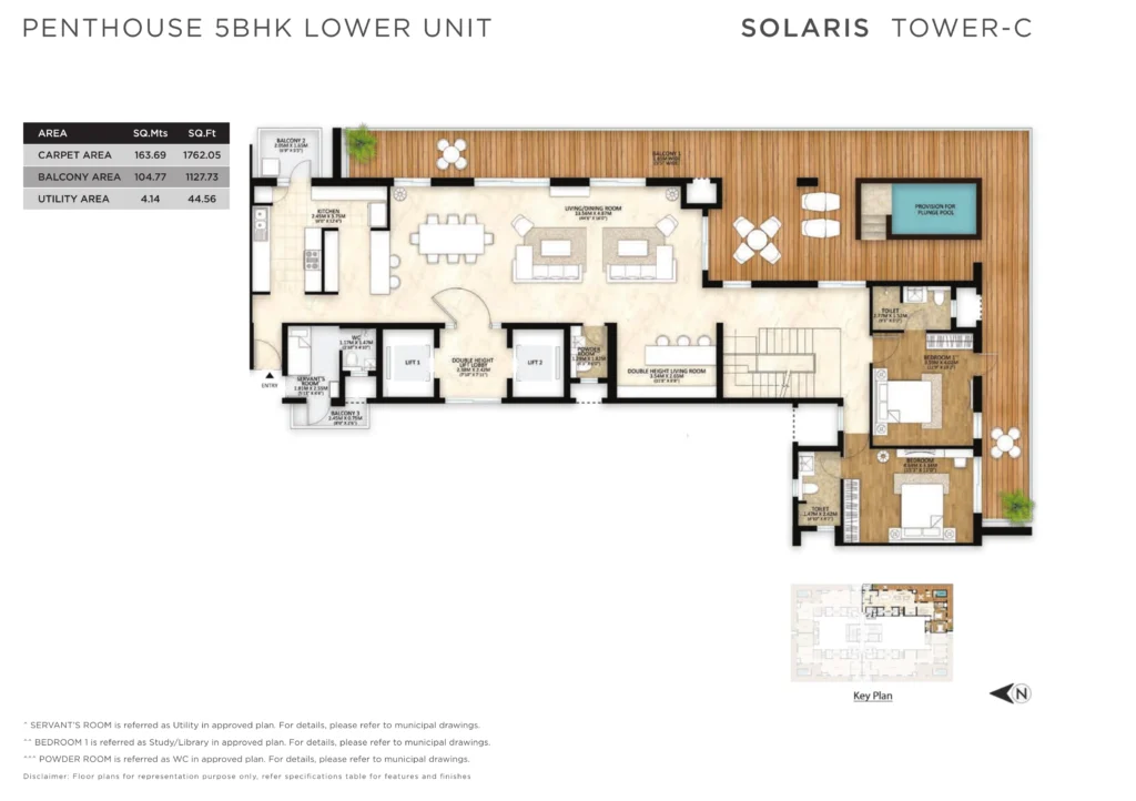 Mahindra Luminare 5 BHK Penthouse Lower Unit – Tower C floor plan