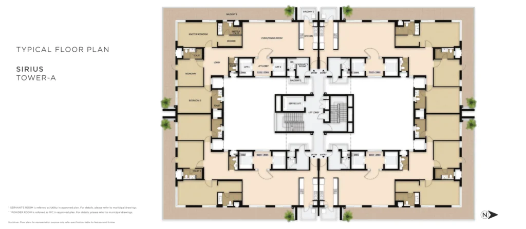 Mahindra Luminare Typical Floor Plan – Sirius (Tower A) floor plan