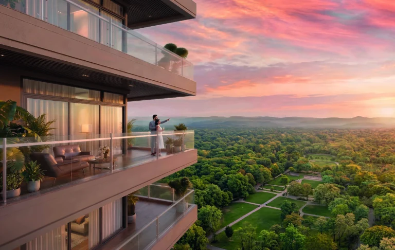 Balcony with Aravalli views