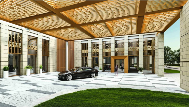 Ground-floor drop-off porch