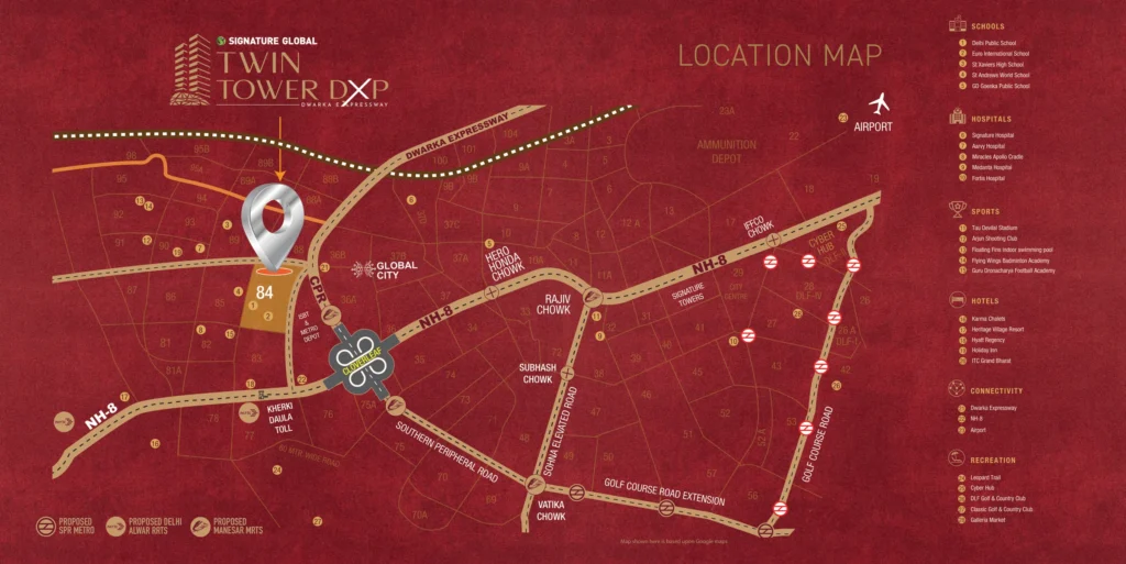 Signature Global Twin Tower DXP Location Map